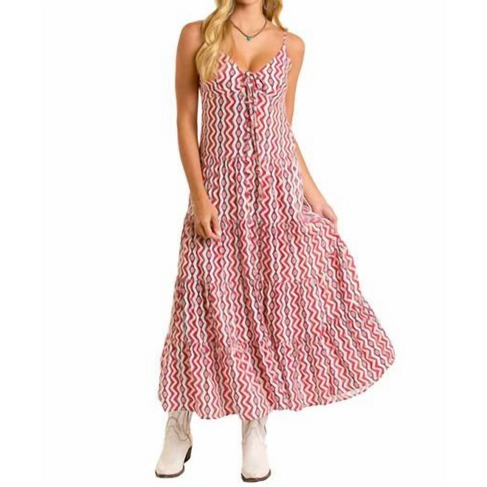 NEW ROCK & ROLL DENIM halter smocked maxi dress in red/white/blue